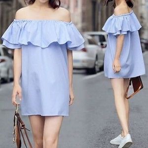 ZARA Striped Off The Shoulder Mini Summer Dress